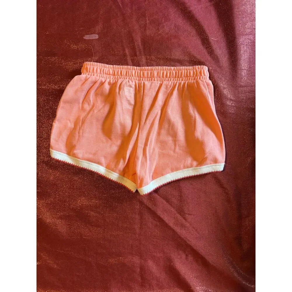 Disney Princess Shorts Girls S 6/7 Coral Pink Elastic Waist Shell Flower Graphic